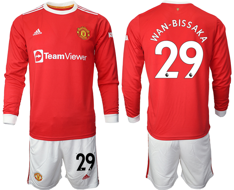 Men 2021-2022 Club Manchester united home red Long Sleeve #29 Soccer Jersey